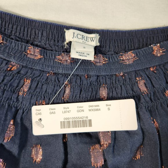 J.CREW Navy Blue Elastic Waist Pull On Skirt Size S Style L9747 97% Cotton NEW! - Picture 9 of 16